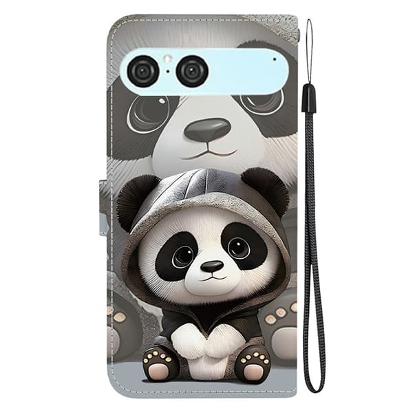 Sony Xperia 10 VII Konstläder Plånboksfodral Pattern Printing - Panda Svart