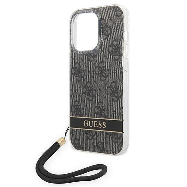 GUESS iPhone 14 Pro Cover 4G Print Strap - Sort