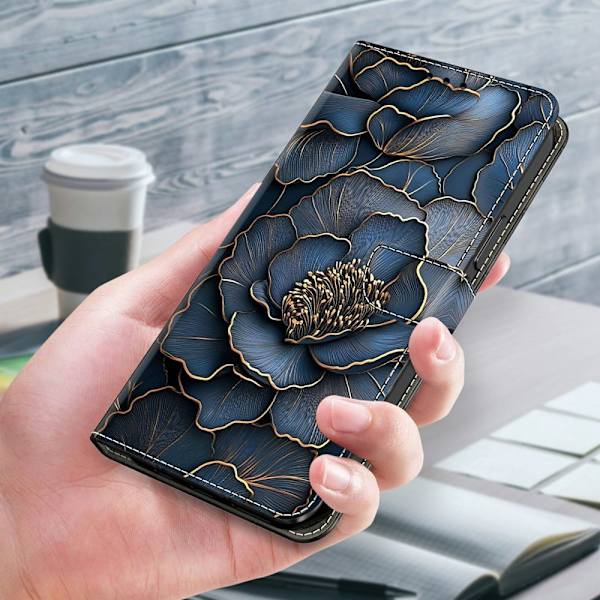Plånboksfodral för Samsung Galaxy S26 Plus Fällbart Ställ - Blå Guld Pion