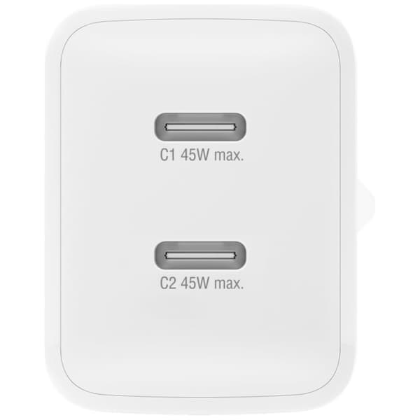 4smarts Vægoplader PDPlug Dual 45W GaN 2xUSB-C - Hvid