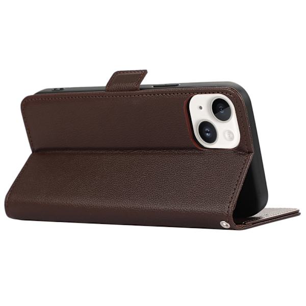 ABEEL iPhone 15 Plus Plånboksfodral Konstläder RFID-Skydd Brun