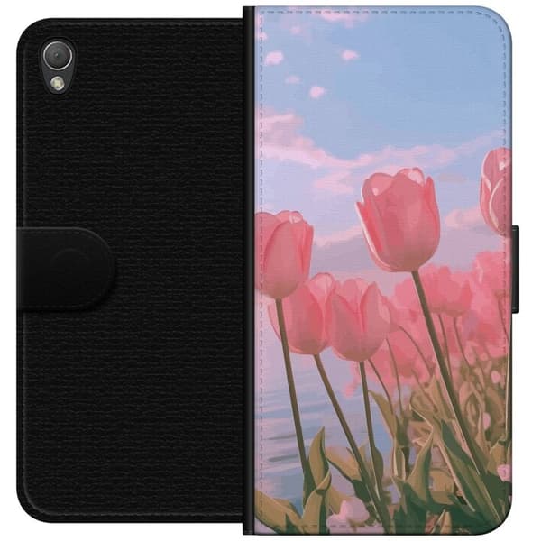 Pungcover til Sony Xperia Z3 med lyserøde tulipaner