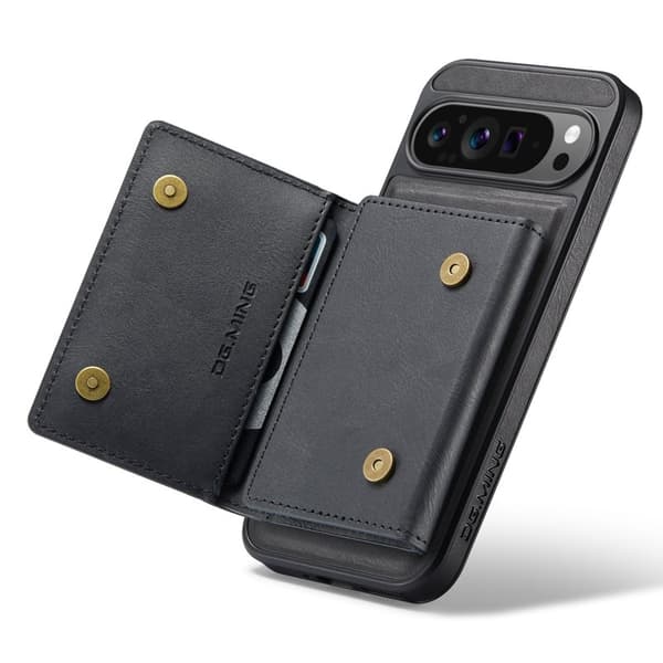 DG.MING Serie Mobilskal till Google Pixel 9 Pro XL Konstläder Magnetisk Svart