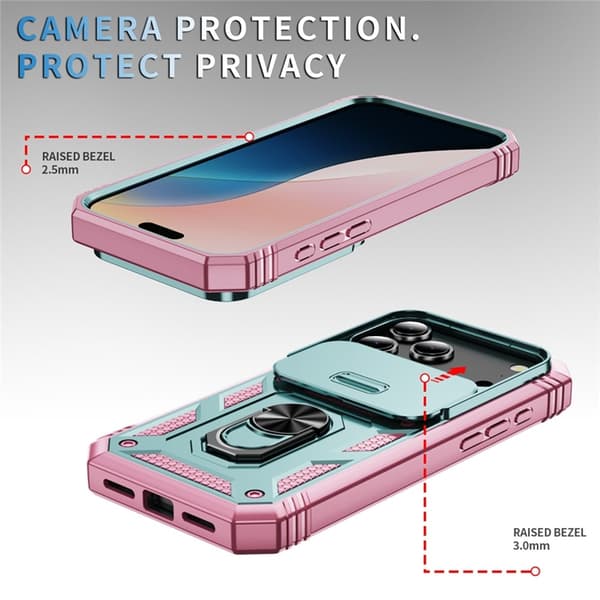 Mobilskal till iPhone 17 Pro Slide Camshield Kickstand - Grön/Rosa Grön
