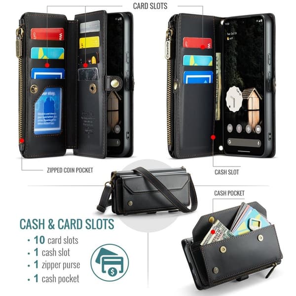 CASEME Plånboksfodral Konstläder till Google Pixel 9a - Svart
