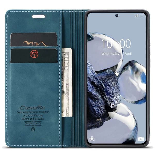 CASEME 013 Series Xiaomi 12T 5G Plånboksfodral Konstläder Blå