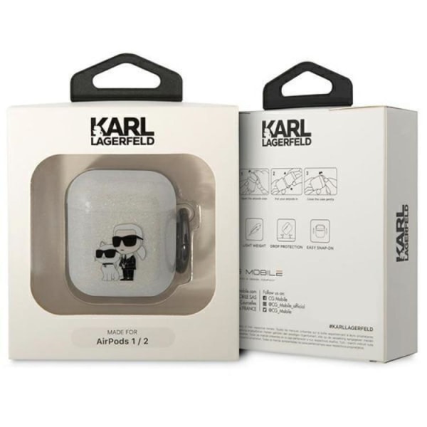 KARL LAGERFELD AirPods 1/2 Skal Gliter Karl&Choupette - Clear