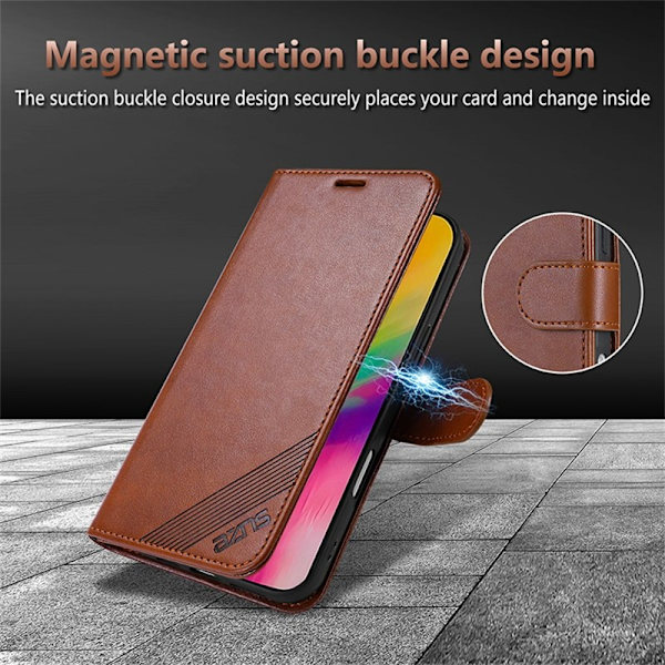 AZNS iPhone Air Plånboksfodral Anti-Scratch Konstläder - Brun