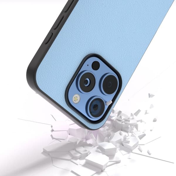 ABEEL Mobilskal till iPhone 16 Pro Max Äkta Läder Anti-Scratch Blå