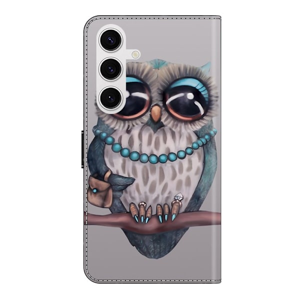 Samsung Galaxy S26 Plånboksfodral Fällbart Ställ Konstläder Mönster - Uggla
