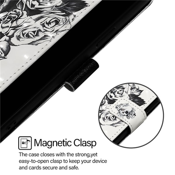 iPhone 16 Pro Max Plånboksfodral Printing Pattern Med Rem Vit