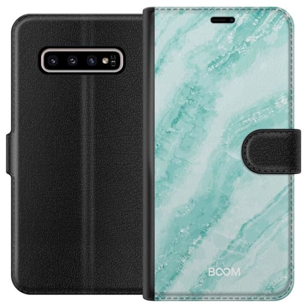 Lompakkokotelo Samsung Galaxy S10+ -puhelimelle, Mint Marble -kuosilla