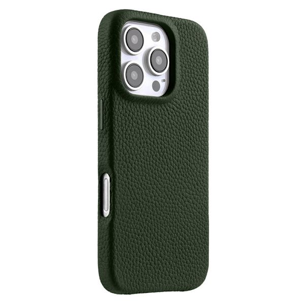 MELKCO Mobilskal till iPhone 16 Pro Magnetiskt Äkta Läder PC Grön