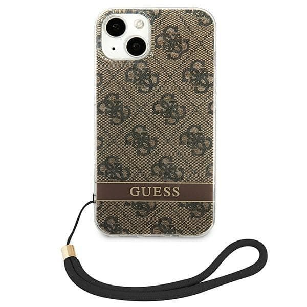 GUESS iPhone 14 Plus Skal 4G Print Strap - Brun Brun