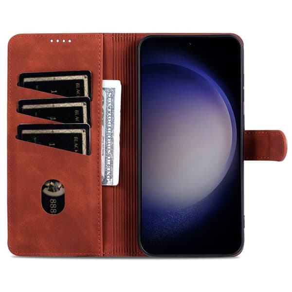 AZNS Samsung Galaxy S24 FE Plånboksfodral Konstläder - Brun