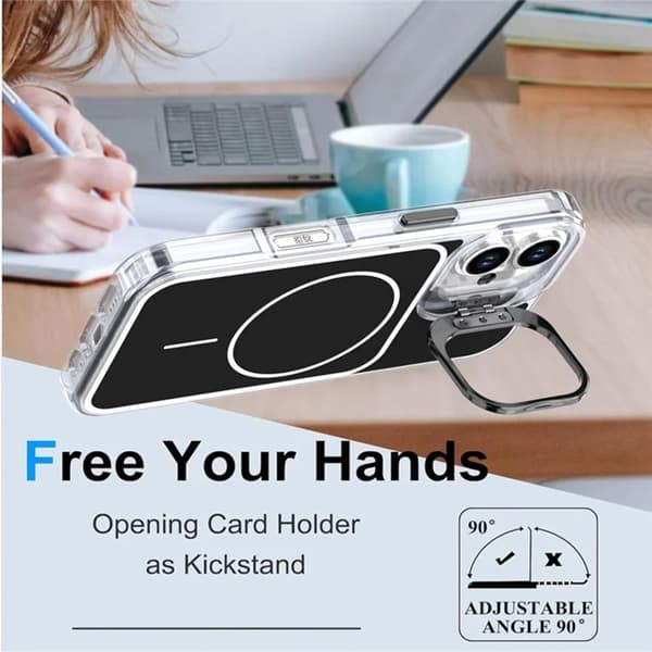 Mobilskal till iPhone 16 Plus MagSafe Lens Kickstand med Handrem Svart