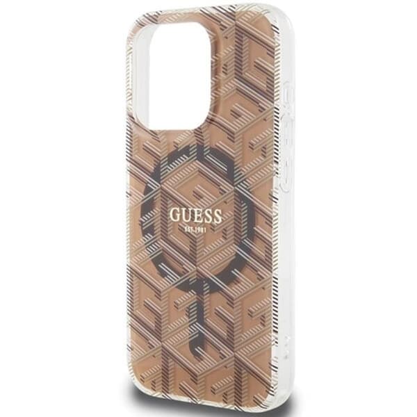 Guess iPhone 15 Pro Mobilskal Magsafe IML GCube - Brun Brun
