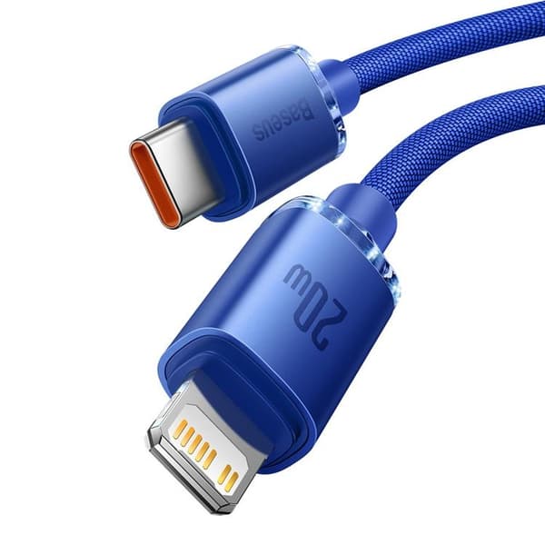 Baseus Crystal USB-C till Lightning 20W Kabel 1,2m - Blå Blå