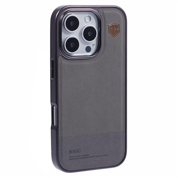 KIGC Mobilskal till iPhone 16 Pro Max Electroplating PC + TPU + PU - Grå Grå