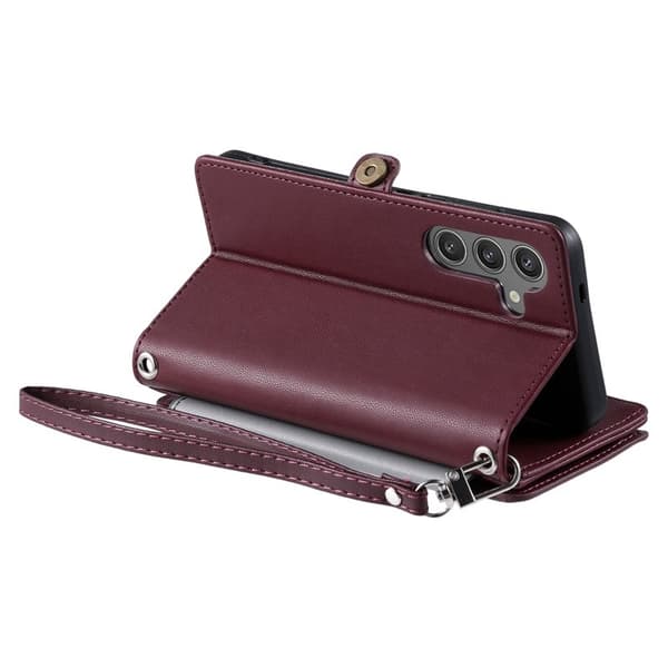 Samsung Galaxy S26 Plus Plånboksfodral TPU + Konstläder - Vinröd