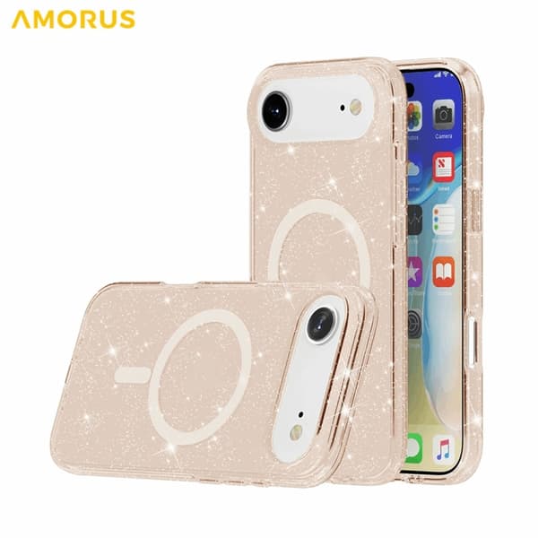 AMORUS Mobilskal till iPhone Air Magsafe Glitter Powder PC + TPU - Guld Guld