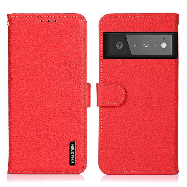 Khazneh Litchi Wallet Case Google Pixel 6 Prolle - punainen Red