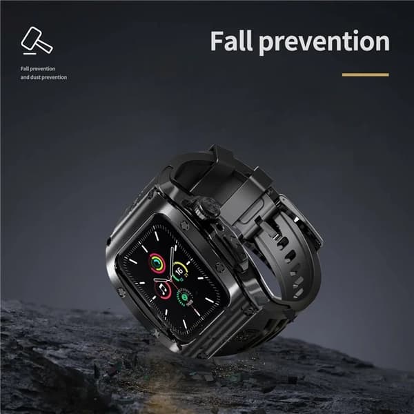 SHELLBOX Apple Watch 45mm Series 7 Armband Silikon Metal - Svart