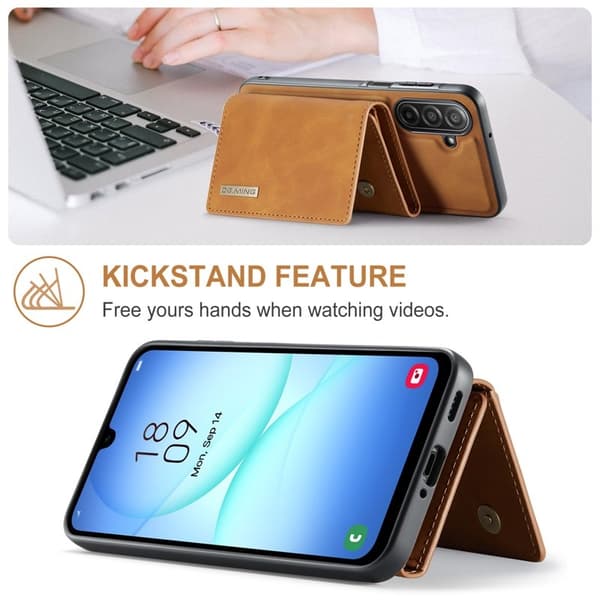 DG.MING Samsung Galaxy A17 5G Konstläder Plånboksfodral Brun