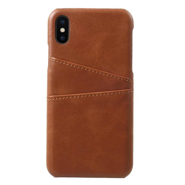 Retro Mobilskal med Kortplatser till iPhone X/Xs - Brun Brun