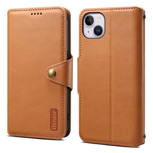 DENIOR iPhone 15 Plus Plånboksfodral i Konstläder med - Khaki