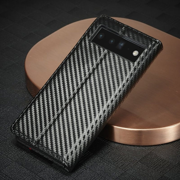 LC.IMEEKE Google Pixel 7a Plånboksfodral Konstläder - Kolfibertextur - Svart