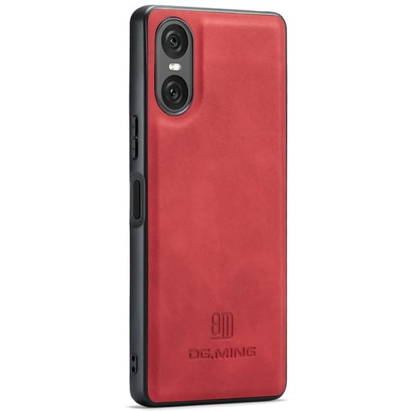 DG.MING Mobilskal till Sony Xperia 10 VI PU Läder + PC + TPU Röd