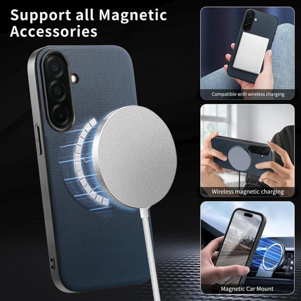 Mobilskal för Samsung Galaxy S26 Plus Magnetiskt Konstläder + TPU - Mörkblå