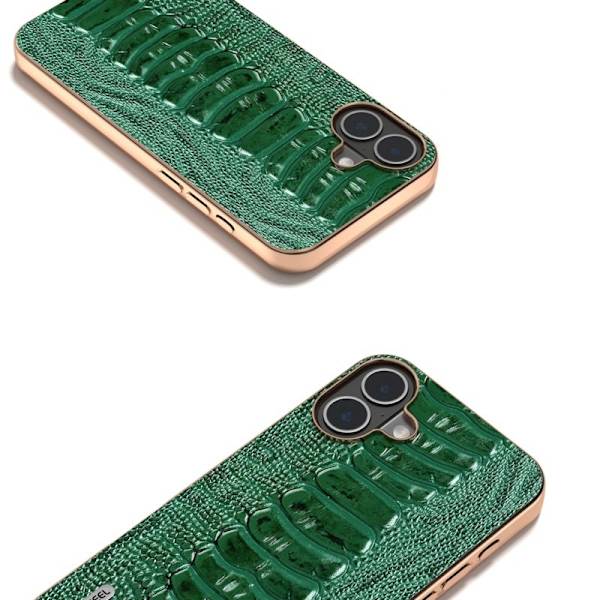 ABEEL Mobilskal till iPhone 16 Plus Electroplaterad Äkta läder Grön