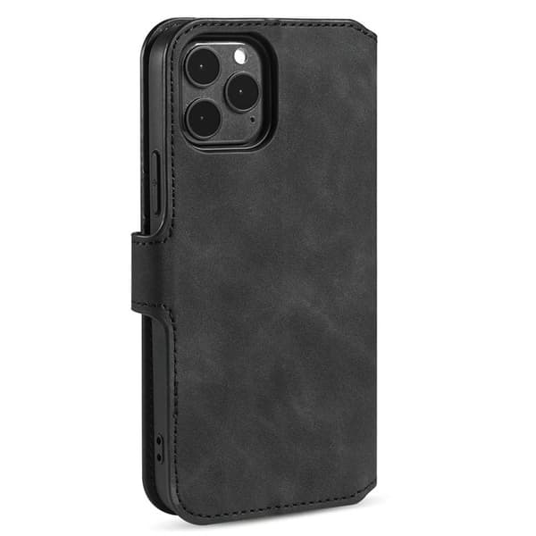 DG.MING Stand Plånboksfodral Retro Konstläder för iPhone 13 Pro - Svart