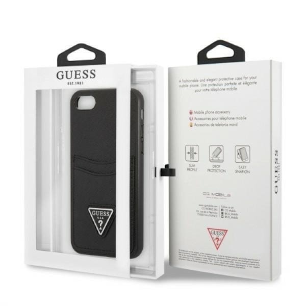 Guess iPhone 7/8/SE (2020/2022) Mobilskal Saffiano Triangle Svart