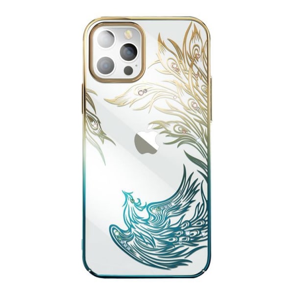 Kingxbar iPhone 14 Pro Mobiltaske Luxury Phoenix - Guld/Blå