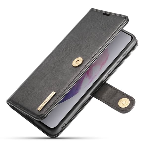 DG.MING Galaxy S21+ 5G 2-i-1 PC Plånboksfodral Äkta Läder Svart