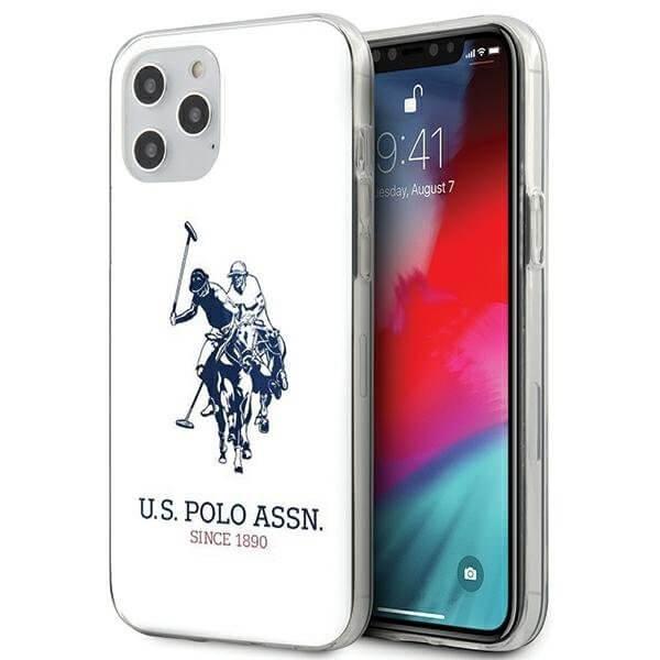 MEILLE. Polo Assn. Kiiltävä iPhone 12 Pro Max -kuori, suuri logo, valkoinen White