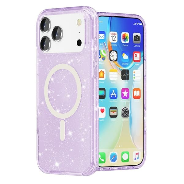 Mobilskal till iPhone 17 Pro Max MagSafe Puderglitter - Lila Lila