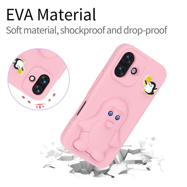 Penguin Mobilskal till iPhone 17 Kickstand Stöttålig EVA - Rosa