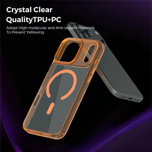 Mobilskal till iPhone 17 Pro Max MagSafe Transparent TPU+PC - Orange Orange