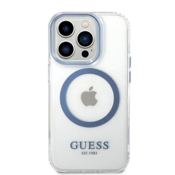 GUESS iPhone 14 Pro Max Case Magsafe Metal Outline - sininen