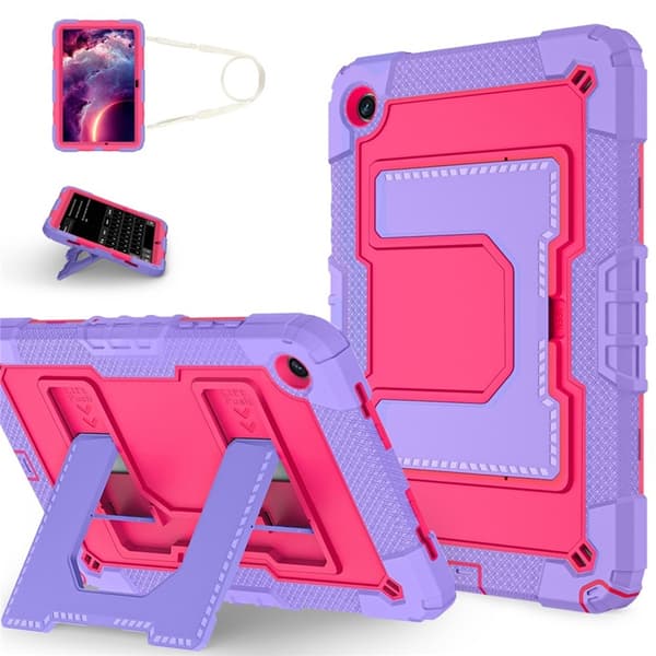 Galaxy Tab A9 Plus Skal Kickstand Med Rem Anti Drop Rosa