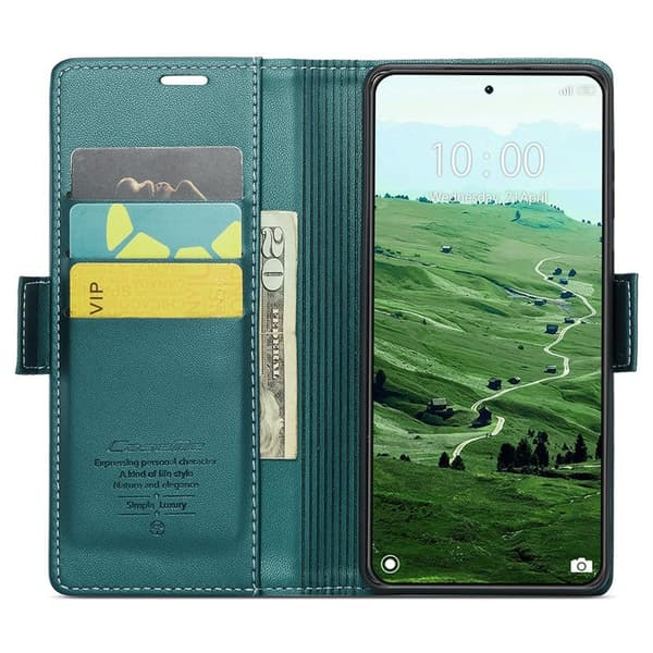 CASEME Xiaomi 14 Pro Plånboksfodral Konstläder RFID-Skydd Grön