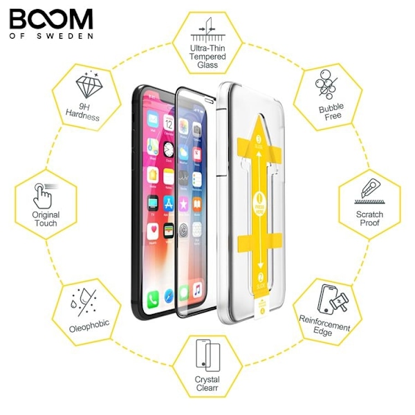 BOOM Curved Härdat Glas Skärmskydd iPhone XS Max Transparent