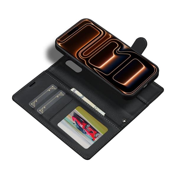 LC.IMEEKE L2 Series iPhone 17 Pro Plånboksfodral Konstläder - Svart