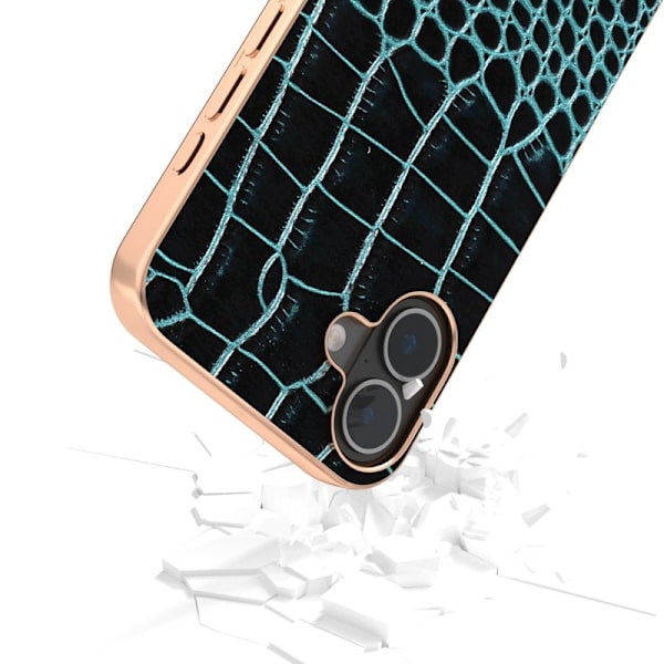 ABEEL Mobilskal till iPhone 16 Plus Electroplating Äkta Läder Grön