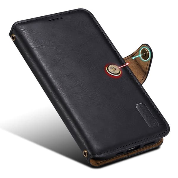DENIOR iPhone X / XS Plånboksfodral Konstläder Kortfickor Svart