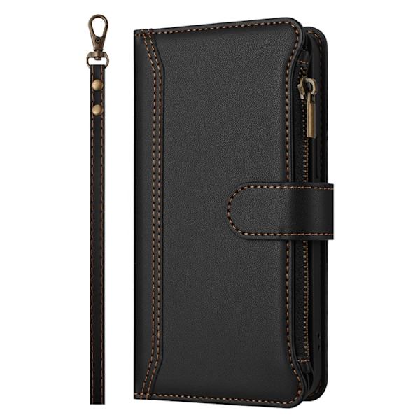 iPhone 17 Plånboksfodral Zipper Med Rem - Svart Svart